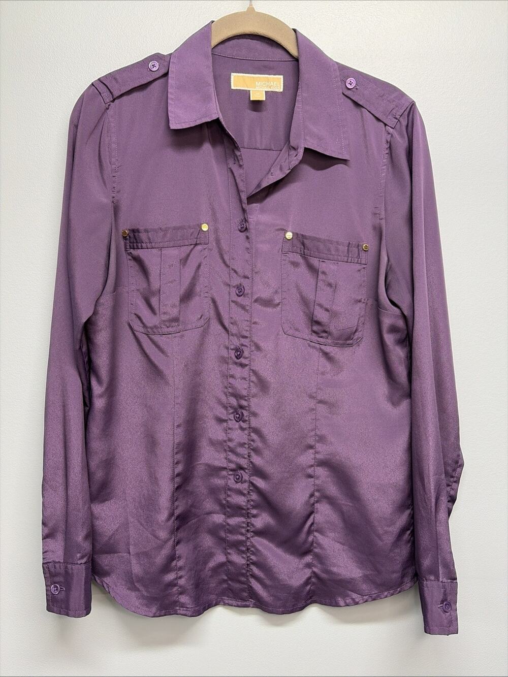 MICHAEL Michael Kors - Beautiful Deep Purple Button-Down Blouse - Size Medium